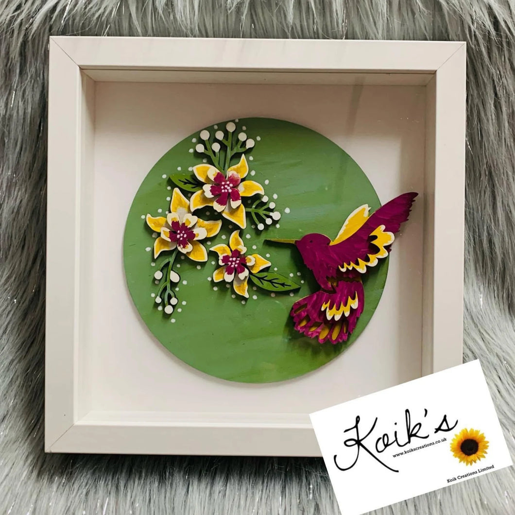 Handmade personalised Frame - Humming bird