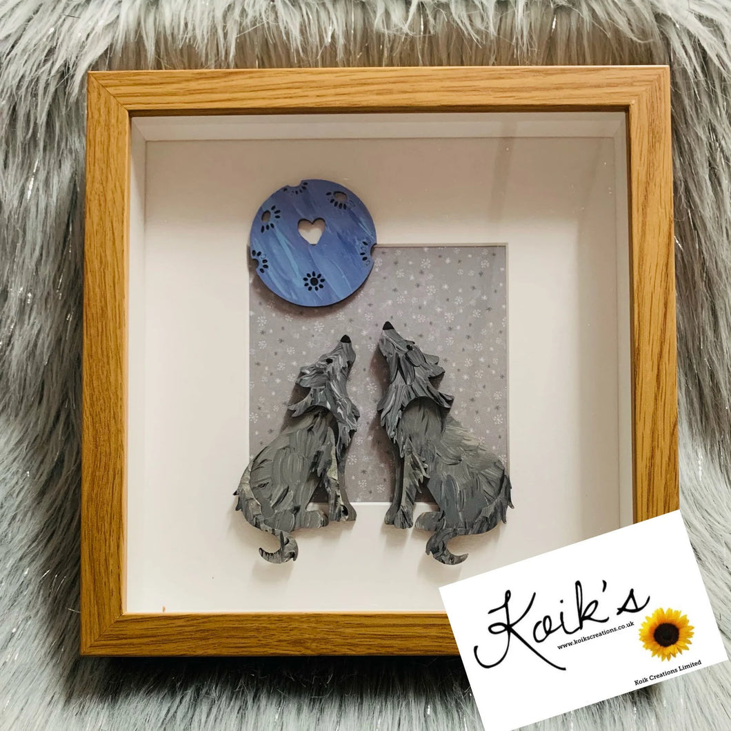 Handmade personalised Frame - Wolves and the moon