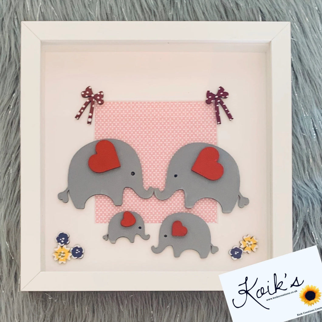 Handmade personalised Frame - Elephant Family