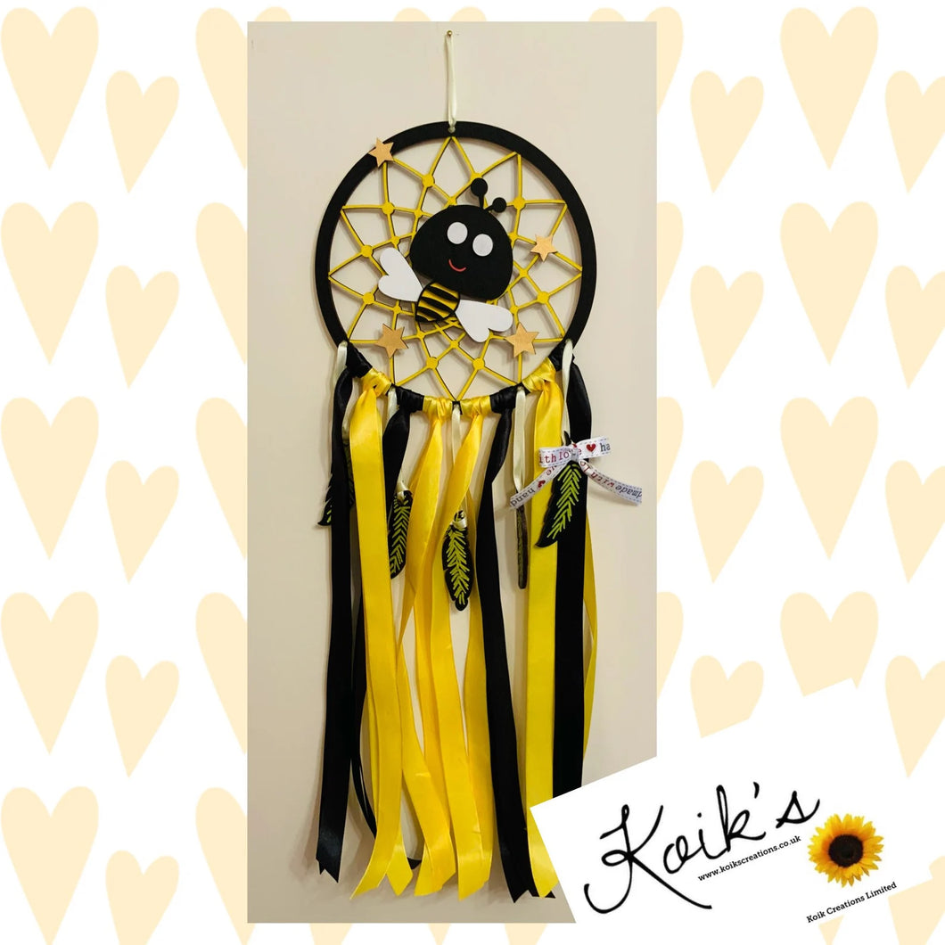 Hand Painted Wooden Dreamcatcher - Bee