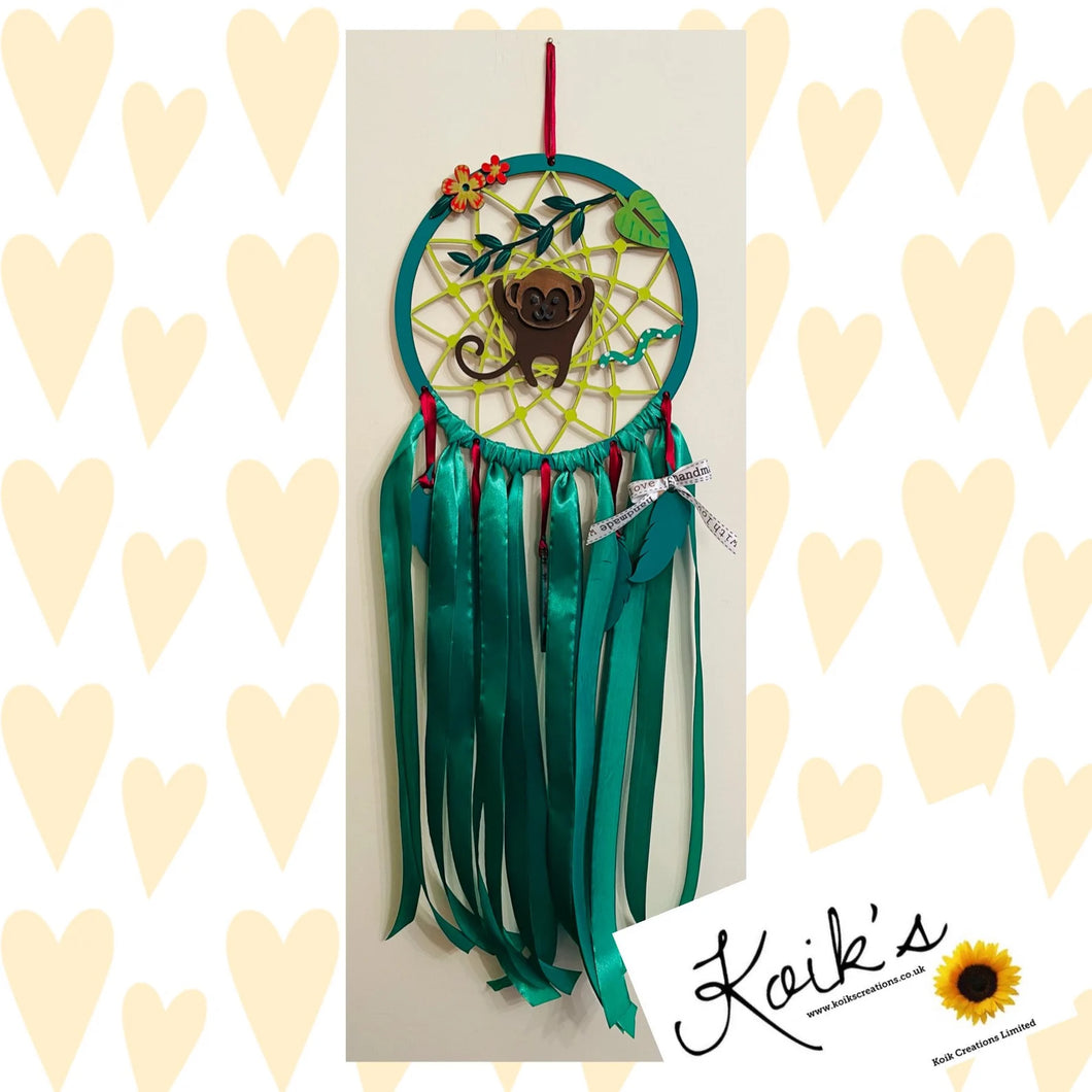 Hand Painted Wooden Dreamcatcher - Monkey