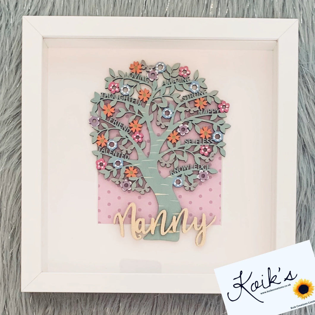 Handmade personalised Frame - Nanny tree