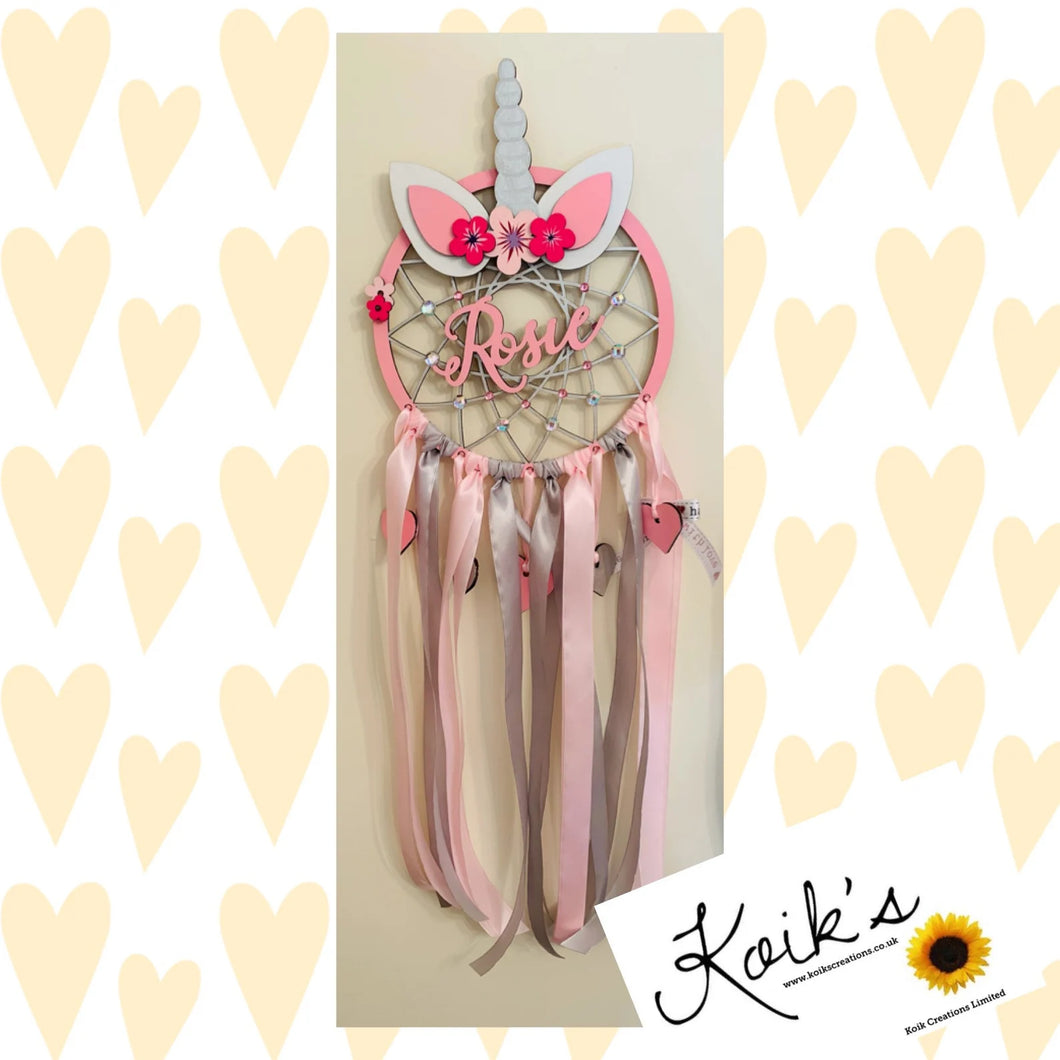 Hand Painted Wooden Dreamcatcher - Unicorn Crown 1