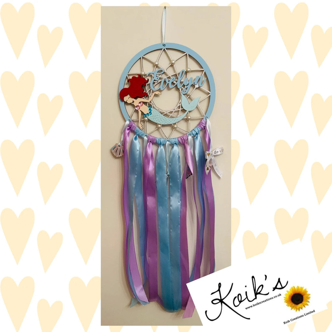 Hand Painted Wooden Dreamcatcher - Mermaid 1