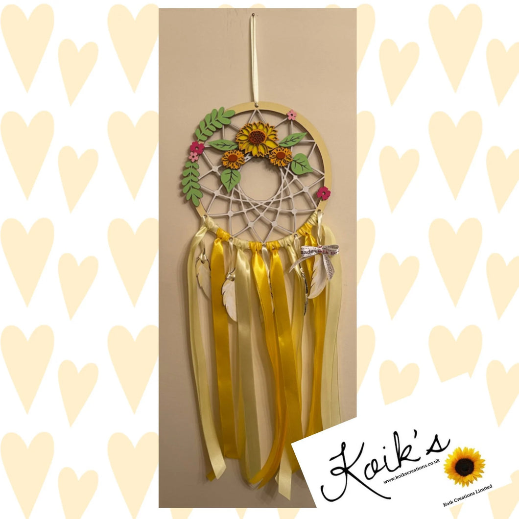 Hand Painted Wooden Dreamcatcher - Sunflower