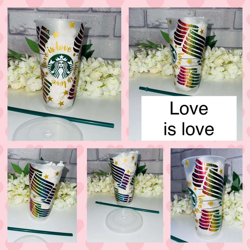 Love is love Valentines Starbucks cold cup