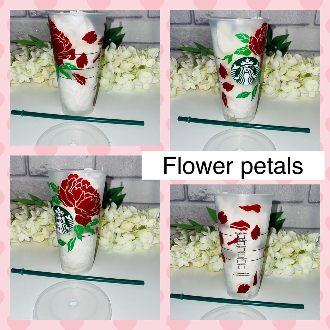 Flower petals Valentines Starbucks cold cup