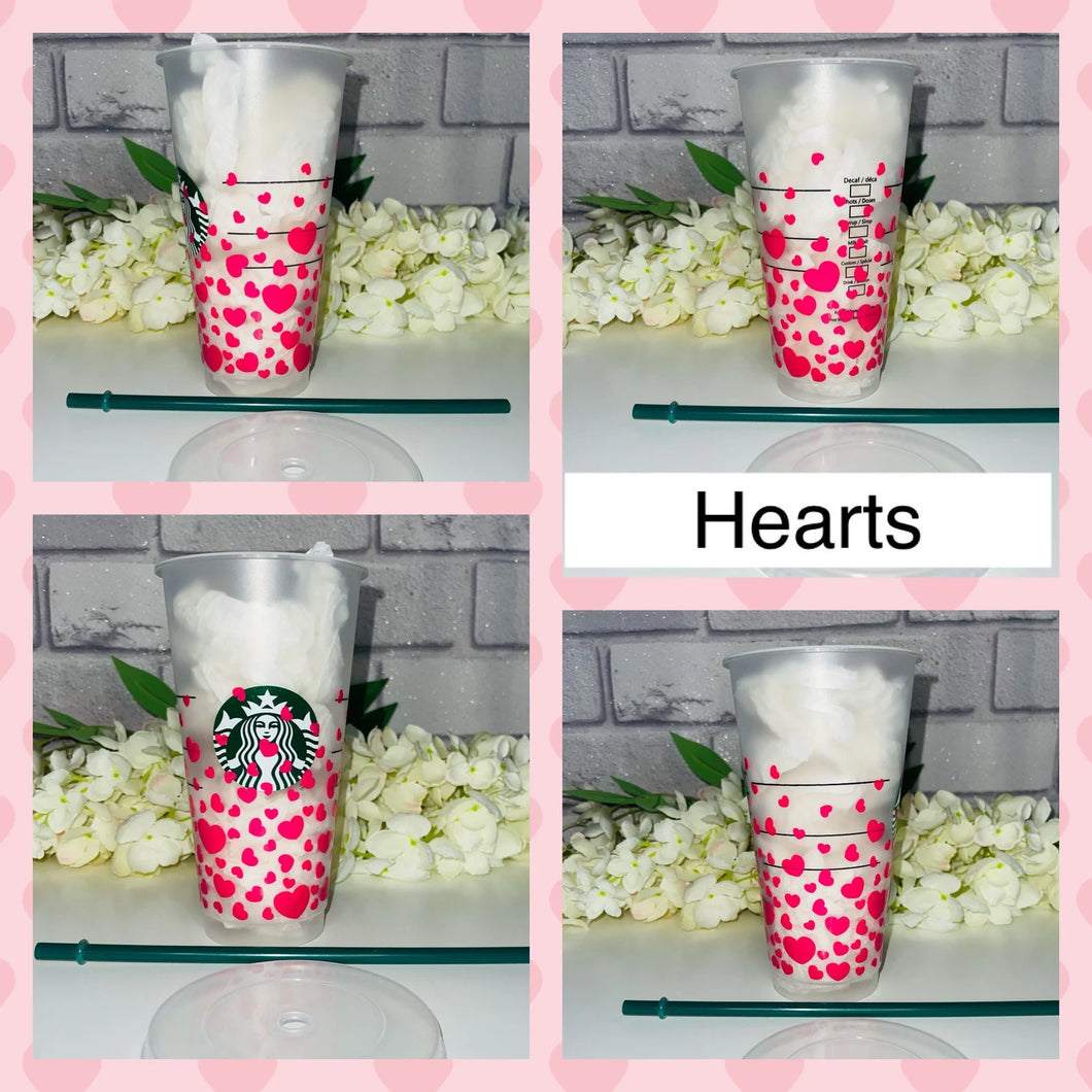 Hearts Valentines Starbucks cold cup