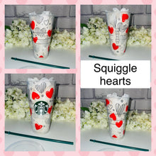 Load image into Gallery viewer, Squiggle hearts Valentines Starbucks cold cup
