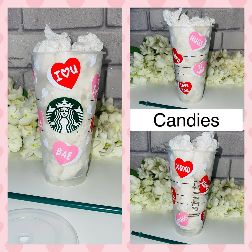 Candies Valentines Starbucks cold cup