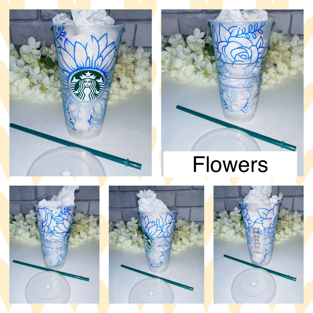 Flowers Starbucks cold cup