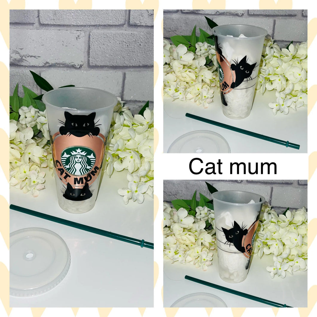 Cat mum Starbucks cold cup