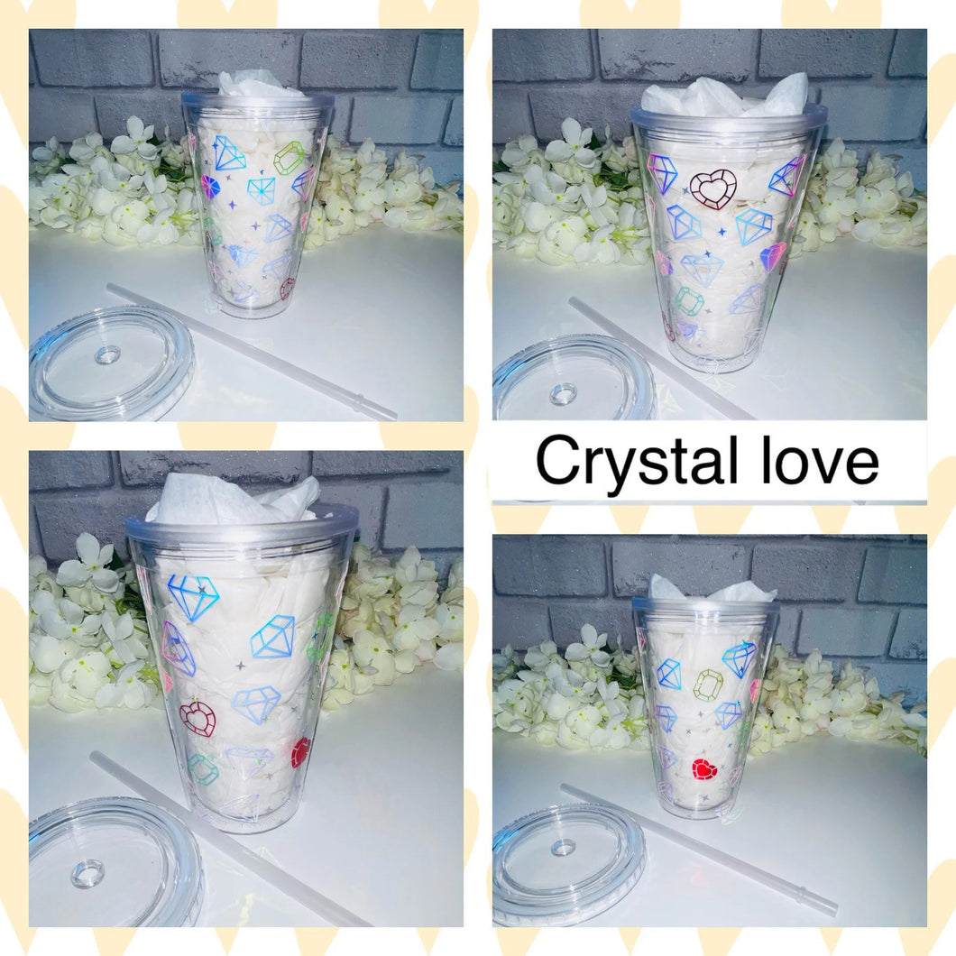 Crystal love cold cup with twist lid