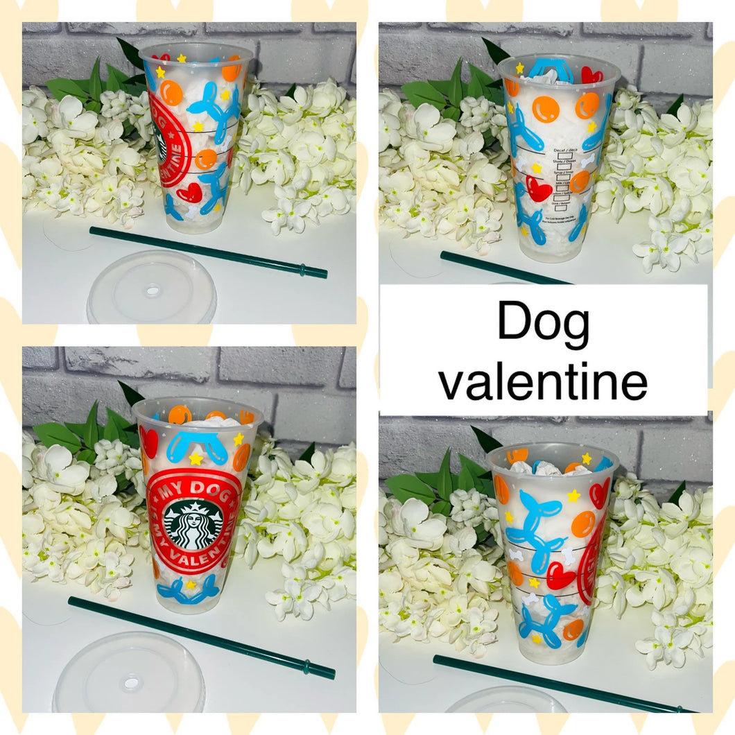 Dog valentine Starbucks cold cup