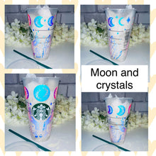 Load image into Gallery viewer, Moon and crystal Starbucks cold cup
