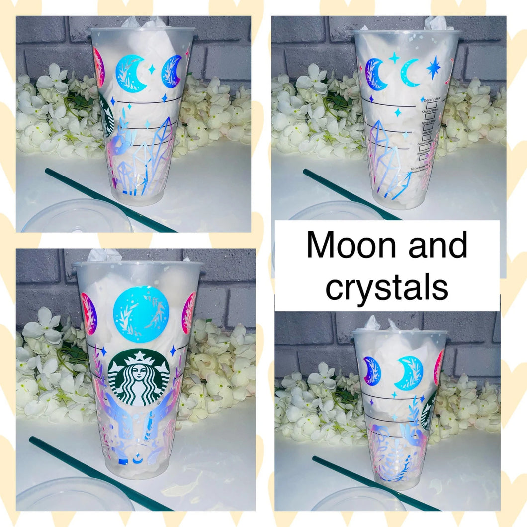 Moon and crystal Starbucks cold cup