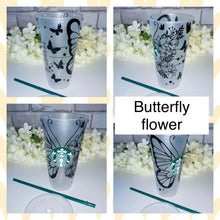 Load image into Gallery viewer, Butterfly flower Starbucks cold cup
