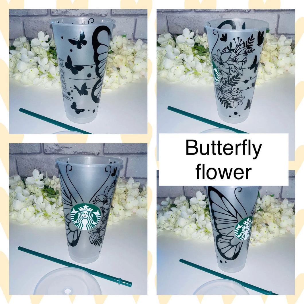 Butterfly flower Starbucks cold cup