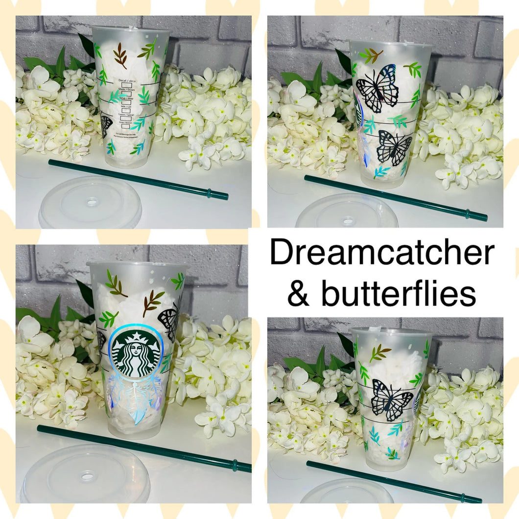 Dreamcatcher and butterflies Starbucks cold cup