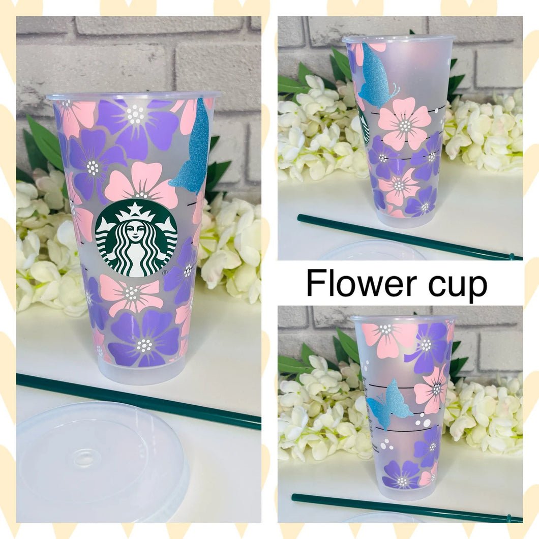 Flower cup Starbucks cold cup