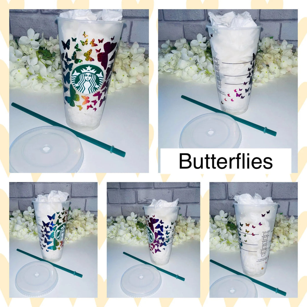 Butterflies Starbucks cold cup