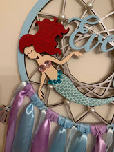 Load image into Gallery viewer, Hand Painted Wooden Dreamcatcher - Mermaid 1
