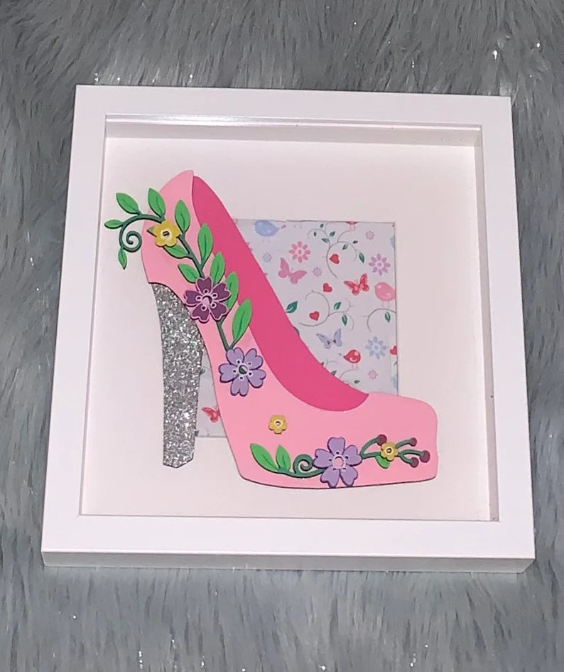 Handmade personalised Frame - Pink Shoe