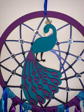 Load image into Gallery viewer, Hand Painted Wooden Dreamcatcher - Peacock
