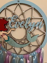 Load image into Gallery viewer, Hand Painted Wooden Dreamcatcher - Mermaid 1
