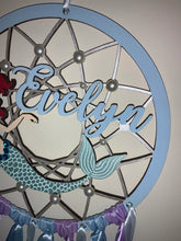 Load image into Gallery viewer, Hand Painted Wooden Dreamcatcher - Mermaid 1
