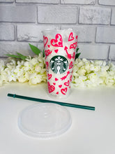 Load image into Gallery viewer, Sketchy hearts Valentines Starbucks cold cup
