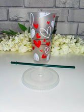 Load image into Gallery viewer, Doodle hearts Valentines Starbucks cold cup
