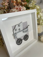 Load image into Gallery viewer, Handmade personalised Frame - Grey Baby Pram
